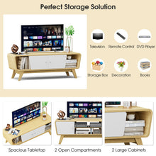 Load image into Gallery viewer, Mid Century TV Stand for TVs up to 55 Inch Media Console Table Sliding Door-Natural