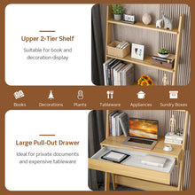 Load image into Gallery viewer, Ladder Shelf Desk Bookcase with Countertop  Drawer and 2 Shelves-Natural