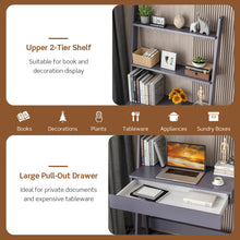 Load image into Gallery viewer, Ladder Shelf Desk Bookcase with Countertop Drawer and 2 Shelves-Gray