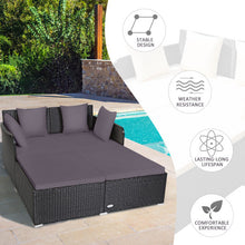 Load image into Gallery viewer, Outdoor Patio Rattan Daybed Thick Pillows Cushioned Sofa Furniture-Gray