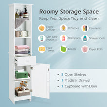 Load image into Gallery viewer, Bathroom Tall Freestanding Storage Cabinet with Open Shelves and Drawer-White
