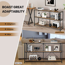 Load image into Gallery viewer, 3-tier Console Table with Storage Shelves-Rustic Brown