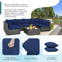 Load image into Gallery viewer, 7 Pieces Patio Rattan Furniture Set Sectional Sofa Garden Cushion-Navy