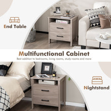 Load image into Gallery viewer, Modern Wood Grain Nightstand with Cable Hole and Open Compartment-Natural