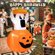 Load image into Gallery viewer, Inflatable Halloween Ghost Decoration with Hat and Pumpkin Lantern