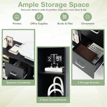 Load image into Gallery viewer, 2 Drawer Wood Mobile File Cabinet with 4 Open Compartments-Black