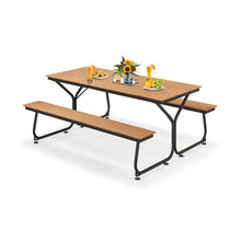 Load image into Gallery viewer, 6 Feet Outdoor Picnic Table Bench Set for 6-8 People-Brown