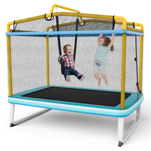 Load image into Gallery viewer, 6 Feet Rectangle Trampoline with Swing Horizontal Bar and Safety Net-Yellow