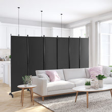 Load image into Gallery viewer, 6 Panel 5.7 Feet Tall Rolling Room Divider on Wheels-Gray