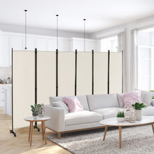 Load image into Gallery viewer, 6 Panel 5.7 Feet Tall Rolling Room Divider on Wheels-White