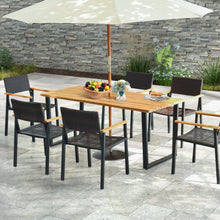 Load image into Gallery viewer, 6-Person Acacia Wood Outdoor Dining Table with 2 Inch Umbrella Hole