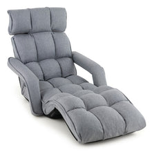 Load image into Gallery viewer, 6-Position Adjustable Floor Chair with Adjustable Armrests and Footrest-Gray