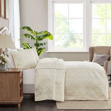 Load image into Gallery viewer, Madison Park Quebec 100% Polyester Fitted Bedspread - King - Cream MP13-6477 By Olliix