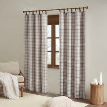 Load image into Gallery viewer, Olliix Anaheim 100% Polyester Jacquard Plaid Faux Leather Tab Top Panel With Fleece Lining By Madison Park MP40-6765