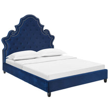 Load image into Gallery viewer, Valentina Tufted Nailhead Performance Velvet Queen Platform Bed by Modway