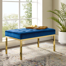 Load image into Gallery viewer, Loft Gold Stainless Steel Leg Medium Performance Velvet Bench by Modway