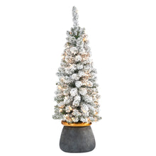Load image into Gallery viewer, 40' Flocked Pencil Artificial Christmas Tree w/ 50 Clear Lights & 132 Bendable