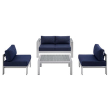 Load image into Gallery viewer, Shore 4 Piece Sunbrella¨ Fabric Outdoor Patio Aluminum Set by Modway