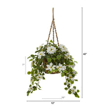 Load image into Gallery viewer, 3.5' Poinsettia and Variegated Holly Artificial Plant in Hanging Basket