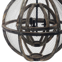 Load image into Gallery viewer, Gravitate Globe Rustic Oak Wood Pendant Light Chandelier by Modway