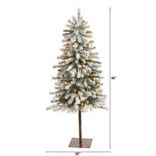 Load image into Gallery viewer, 4' Flocked Alpine Christmas Artificial Tree w/100 Lights/ 260 Bendable Branches