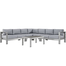 Load image into Gallery viewer, Shore 6 Piece Outdoor Patio Aluminum Sectional Sofa Set by Modway