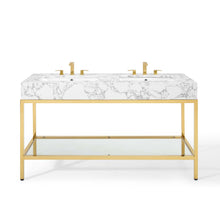 Load image into Gallery viewer, Kingsley 60" Gold Stainless Steel Bathroom Vanity by Modway