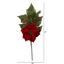 Load image into Gallery viewer, 31" Poinsettia, Berries and Pine Artificial Flower Bundle (Set of 3)