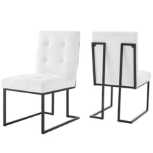 Load image into Gallery viewer, Privy Black Stainless Steel Upholstered Fabric Dining Chair Set of 2 by Modway