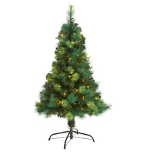 Load image into Gallery viewer, 4' Assorted Green Scotch Pine Artificial Christmas Tree with 70 LED Lights