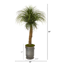 Load image into Gallery viewer, 64" Pony Tail Palm Artificial Plant in Copper Trimmed Metal Planter