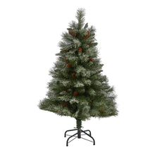 Load image into Gallery viewer, 4' Snowed French Alps Mountain Pine Artificial Christmas Tree w/ 237 Bendable
