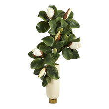 Load image into Gallery viewer, 33" Magnolia Artificial Plant in Cream Planter with Gold Base