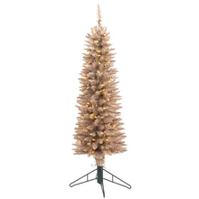 Load image into Gallery viewer, 4' Champagne Pencil Artificial Christmas Tree w/ 150 (multifunction) Clear LED