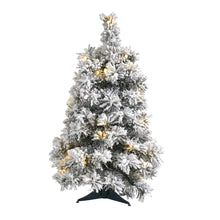 Load image into Gallery viewer, 2' Flocked Artificial Christmas Tree with 30 Clear LED Lights