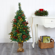 Load image into Gallery viewer, 4' Pine, Pinecone and Berries Artificial Christmas Tree in Decorative Urn