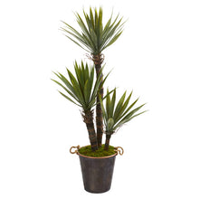 Load image into Gallery viewer, 53" Yucca Artificial Tree in Decorative Metal Pail with Rope