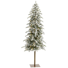 Load image into Gallery viewer, 6.5' Flocked Washington Alpine Christmas Artificial Tree w/250 White Warm LED