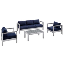 Load image into Gallery viewer, Shore 4 Piece Sunbrella¨ Fabric Outdoor Patio Aluminum Set by Modway