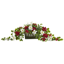 Load image into Gallery viewer, 39" Poinsettia and Variegated Holly Artificial Plant in Decorative Planter