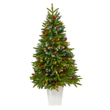 Load image into Gallery viewer, 56' Snow Tipped Portl& Spruce Artificial Christmas Tree w/ Frosted Berries