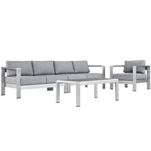 Load image into Gallery viewer, Shore 4 Piece Outdoor Patio Aluminum Sectional Sofa Set by Modway
