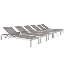 Load image into Gallery viewer, Shore Outdoor Patio Aluminum Chaise Set of 6 by Modway