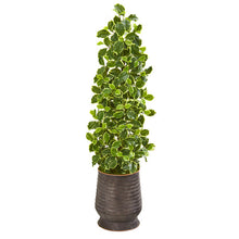 Load image into Gallery viewer, 43" Variegated Holly Leaf Artificial Tree in Ribbed Metal Planter (Real Touch)
