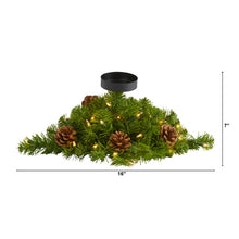 Load image into Gallery viewer, 16" Christmas Pine Candelabrum with 35 Lights and Pine Cones