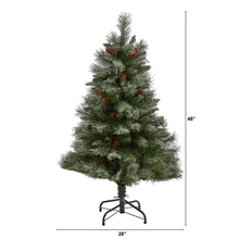 Load image into Gallery viewer, 4' Snowed French Alps Mountain Pine Artificial Christmas Tree w/ 237 Bendable