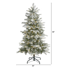 Load image into Gallery viewer, 5' Slim Flocked Nova Scotia Spruce Artificial Christmas Tree
