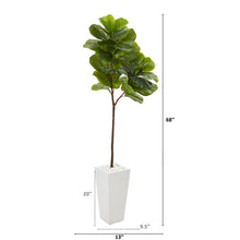 Load image into Gallery viewer, 68" Fiddle Leaf Artificial Tree in White Planter (Real Touch)