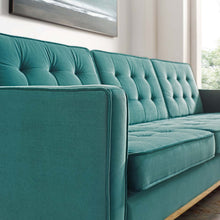 Load image into Gallery viewer, Loft Gold Stainless Steel Leg Performance Velvet Sofa by Modway