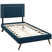 Load image into Gallery viewer, Virginia Fabric Twin Platform Bed with Round Splayed Legs by Modway